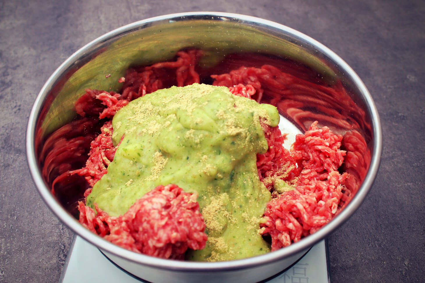 Rinderhackfleisch mit Kartoffel-Birnen Püree