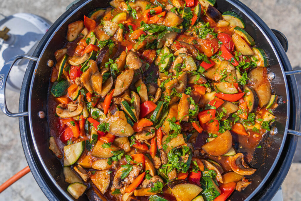 Hundefutter selbst machen Kochen im Wohnmobil - Antipasti - Vegan